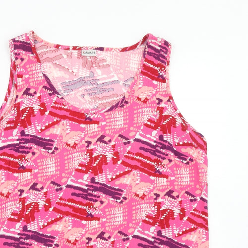 Damart Womens Pink Geometric Cotton Basic Tank Size 18 Round Neck
