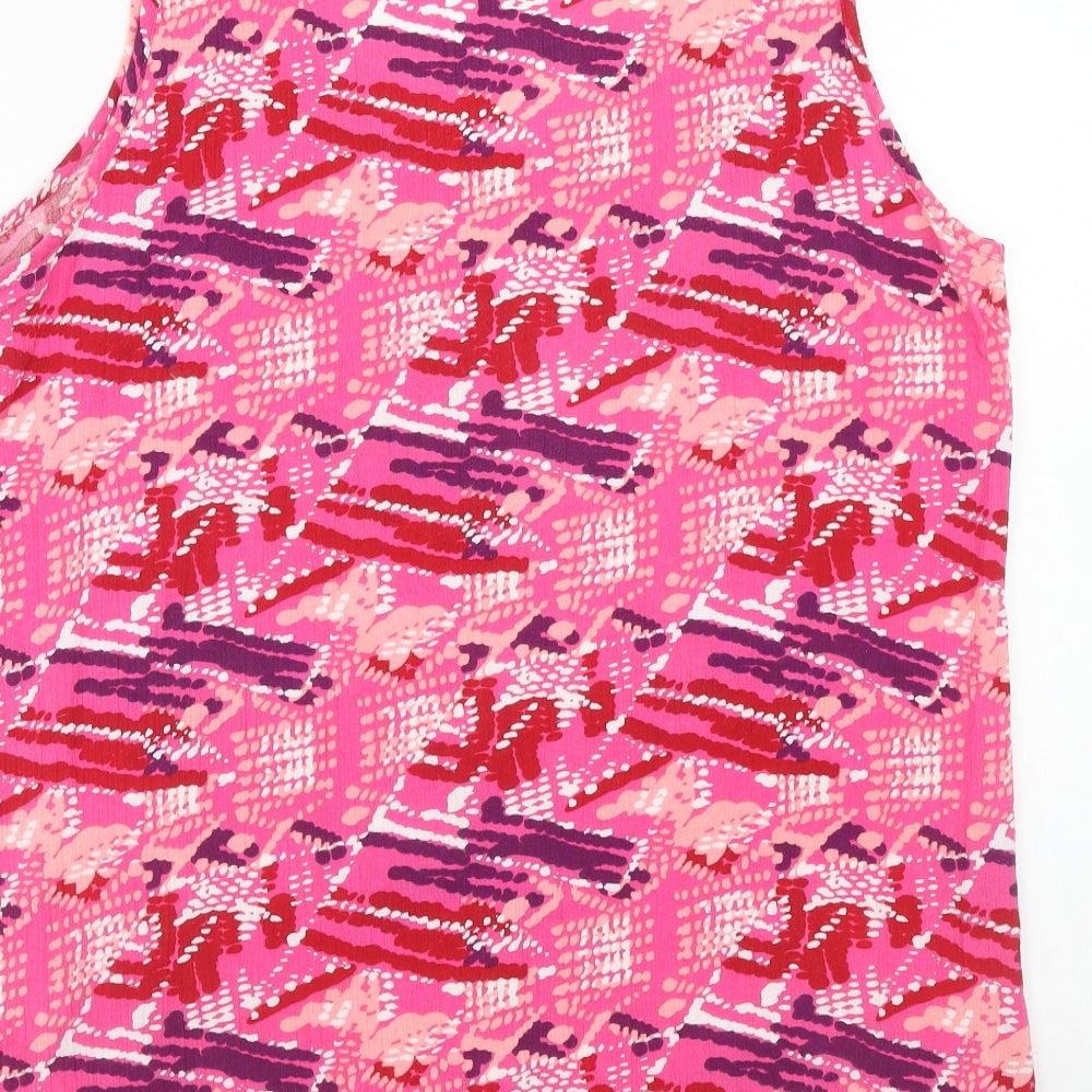 Damart Womens Pink Geometric Cotton Basic Tank Size 18 Round Neck