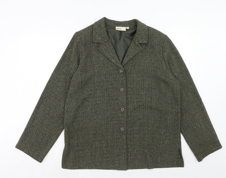 EWM Womens Green Polyester Jacket Blazer Size 18