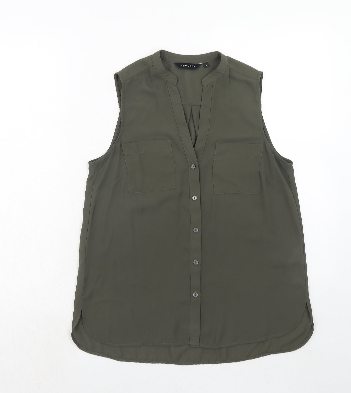 New Look Womens Green Polyester Basic Tank Size 8 V-Neck