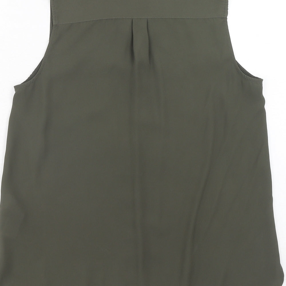 New Look Womens Green Polyester Basic Tank Size 8 V-Neck