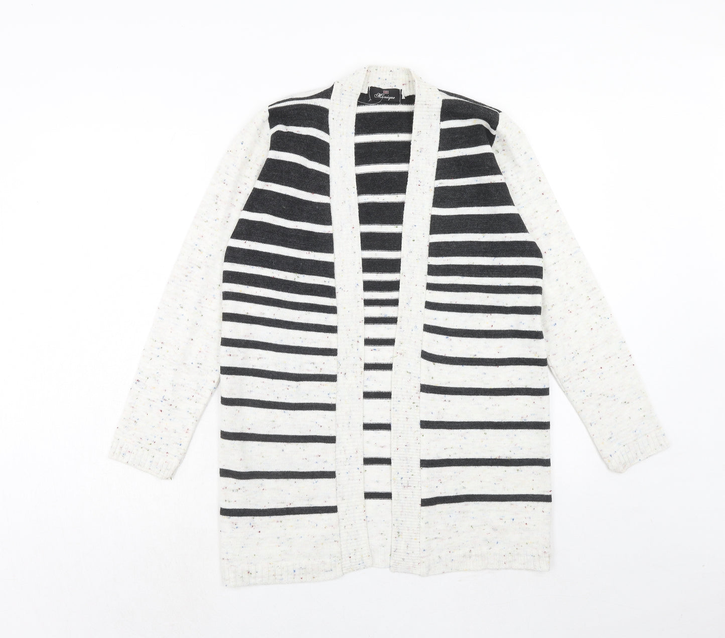Monique Womens Multicoloured V-Neck Striped Acrylic Cardigan Jumper Size S - Size S-M