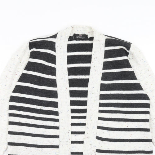 Monique Womens Multicoloured V-Neck Striped Acrylic Cardigan Jumper Size S - Size S-M