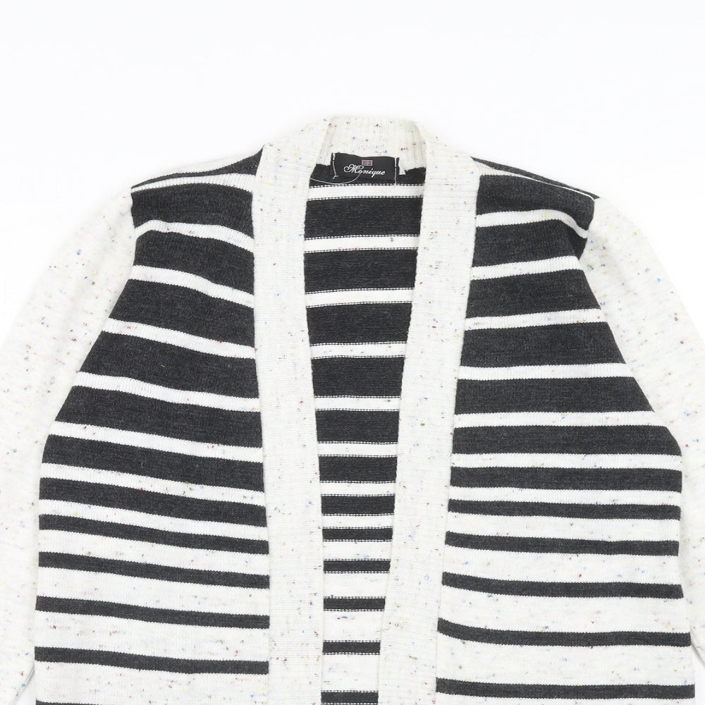Monique Womens Multicoloured V-Neck Striped Acrylic Cardigan Jumper Size S - Size S-M
