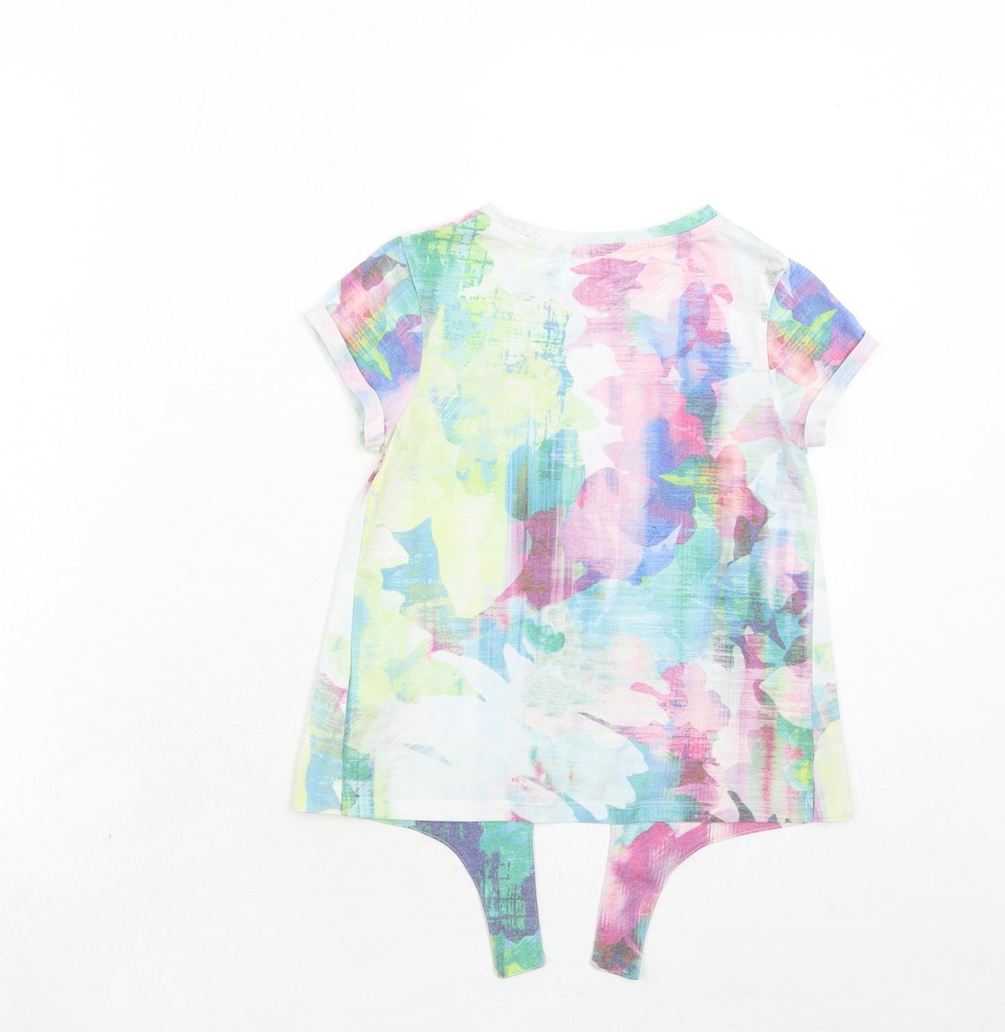 NEXT Girls Multicoloured Geometric Polyester Basic T-Shirt Size 7 Years Round Neck Pullover - 14