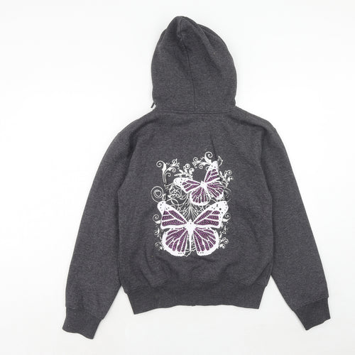 Boogy London Womens Grey Polyester Full Zip Hoodie Size L Zip