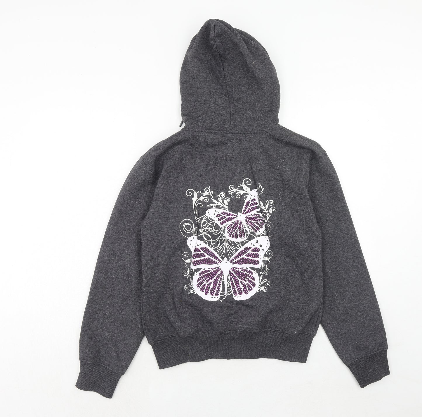 Boogy London Womens Grey Polyester Full Zip Hoodie Size L Zip