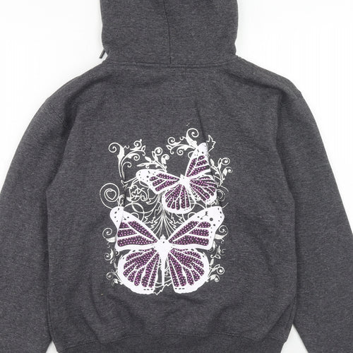 Boogy London Womens Grey Polyester Full Zip Hoodie Size L Zip