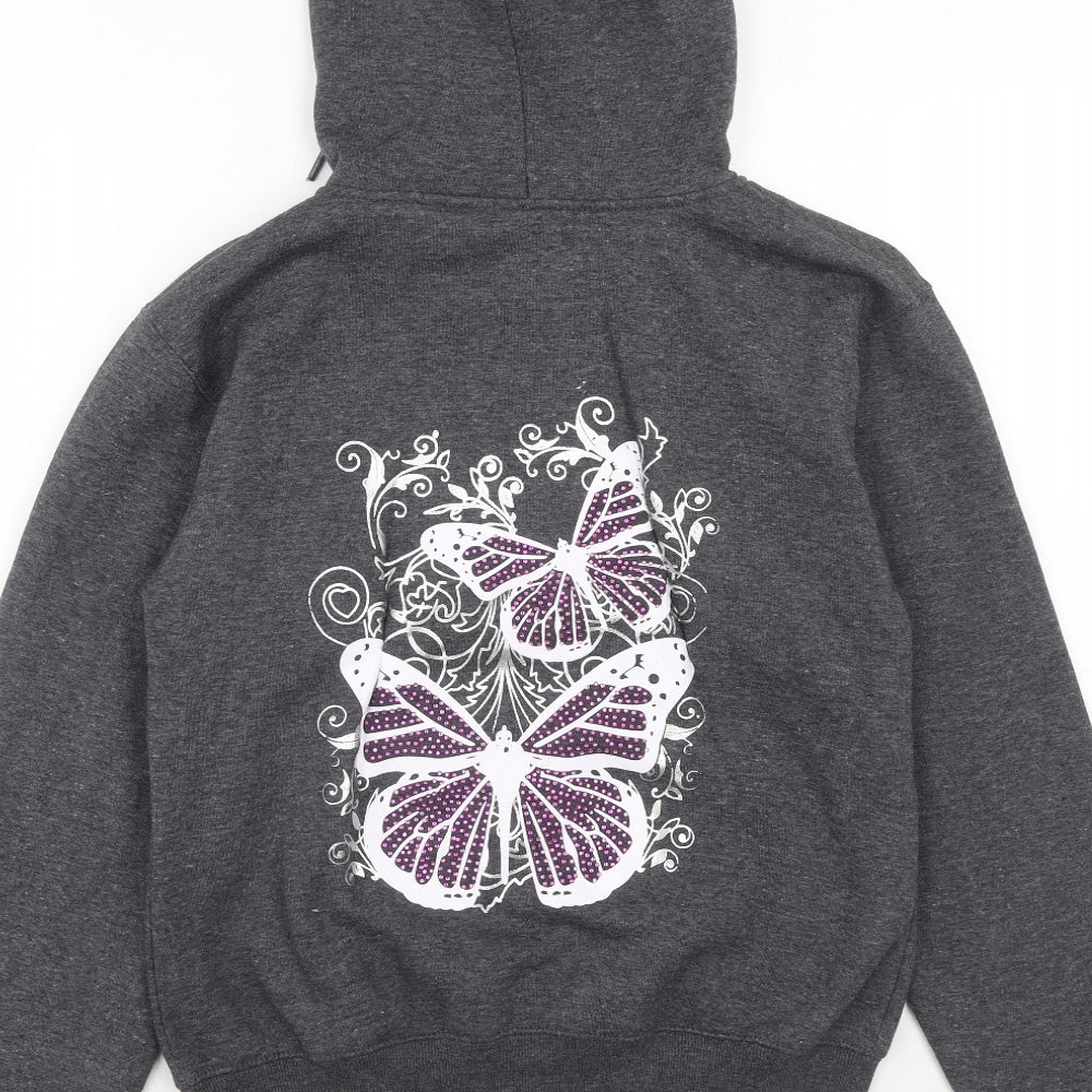 Boogy London Womens Grey Polyester Full Zip Hoodie Size L Zip