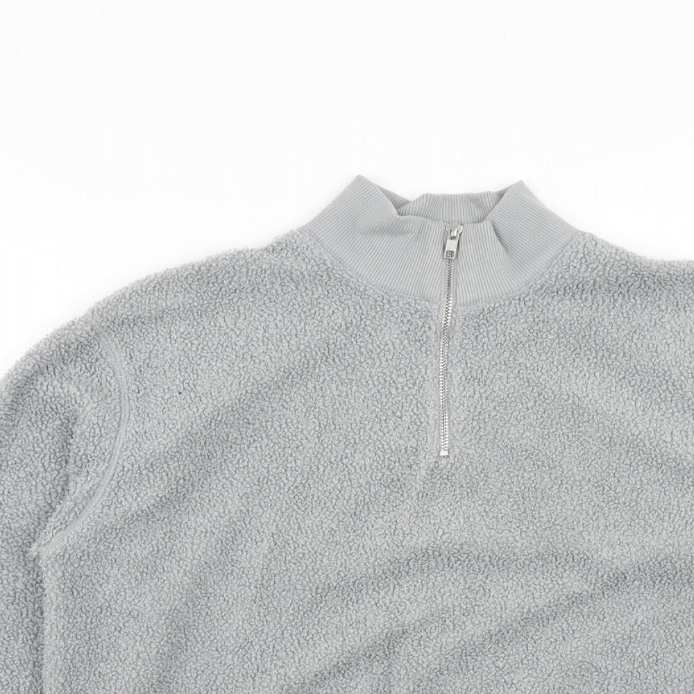 Topshop Womens Grey Polyester Pullover Sweatshirt Size 10 Zip