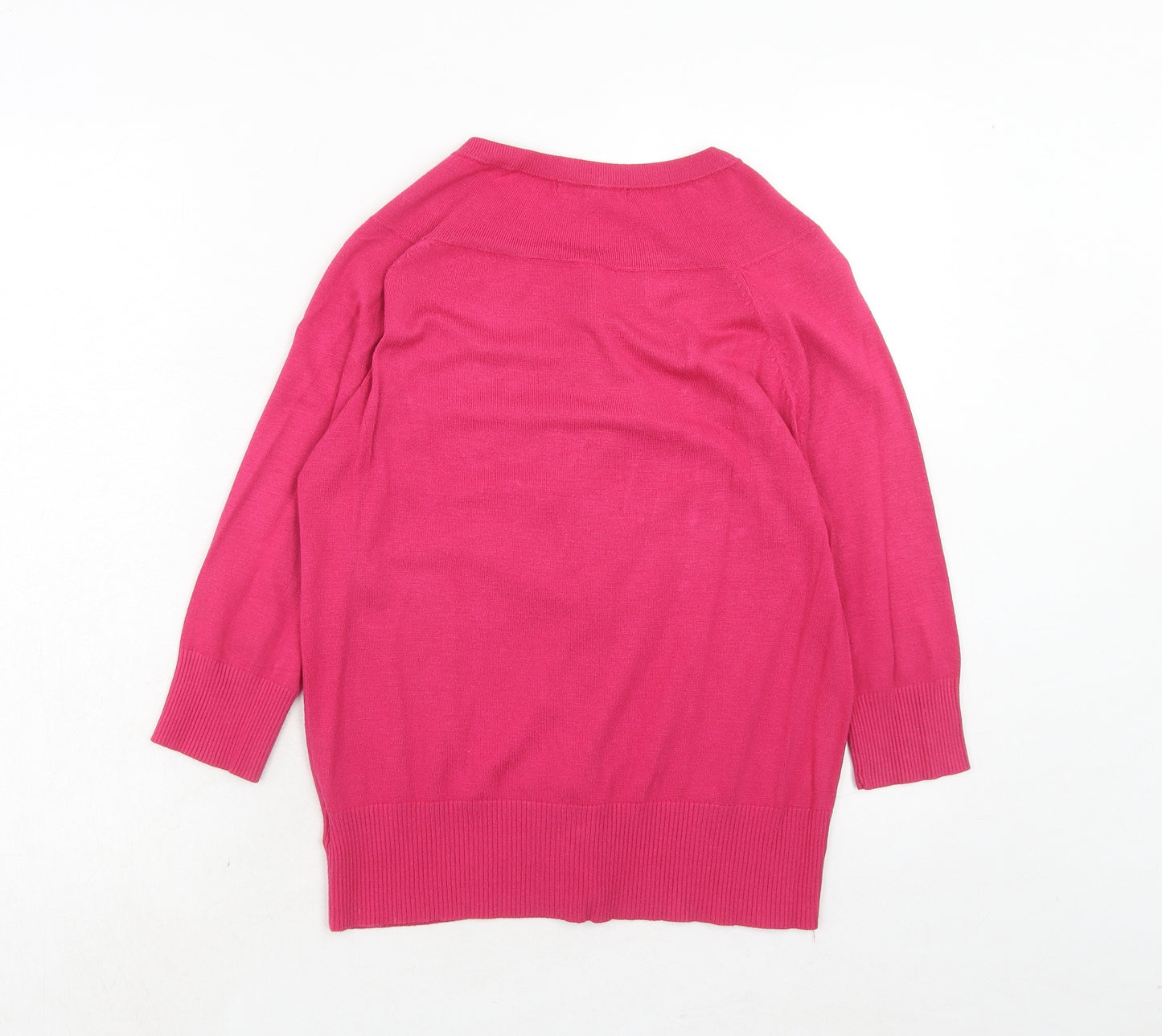 NEXT Womens Pink V-Neck Viscose Cardigan Jumper Size 12