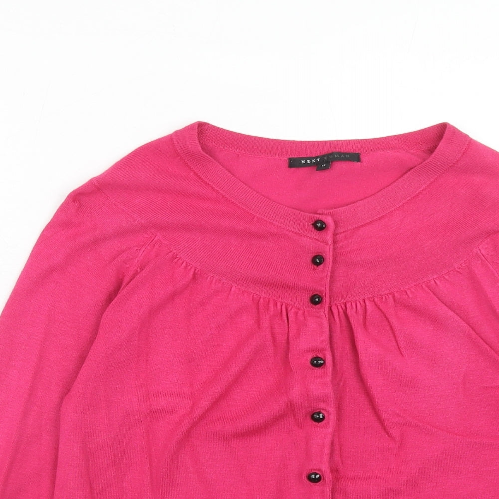 NEXT Womens Pink V-Neck Viscose Cardigan Jumper Size 12