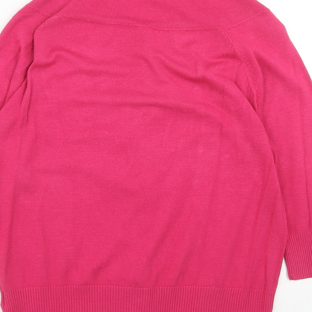 NEXT Womens Pink V-Neck Viscose Cardigan Jumper Size 12