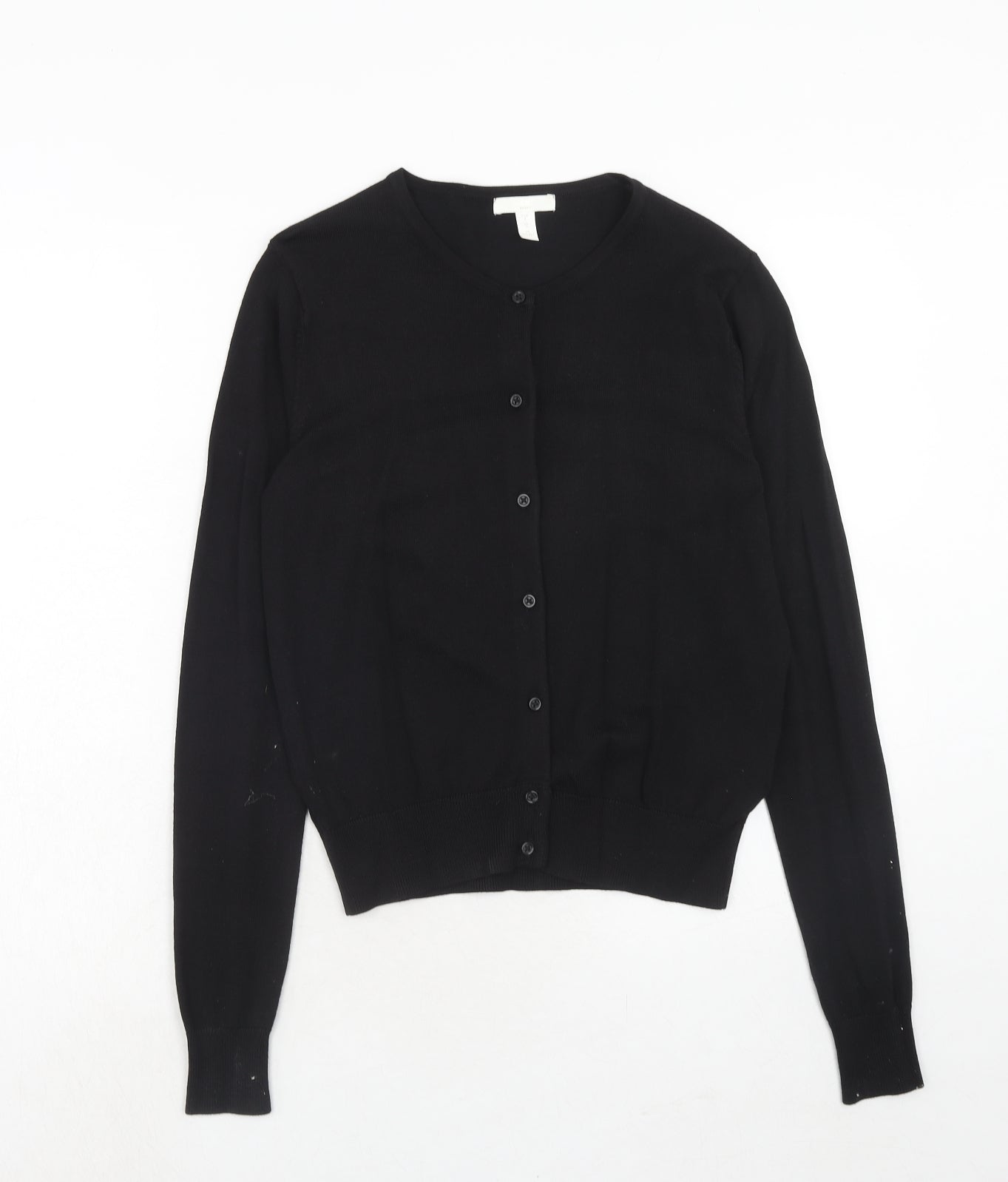 H&M Womens Black Round Neck Viscose Cardigan Jumper Size S