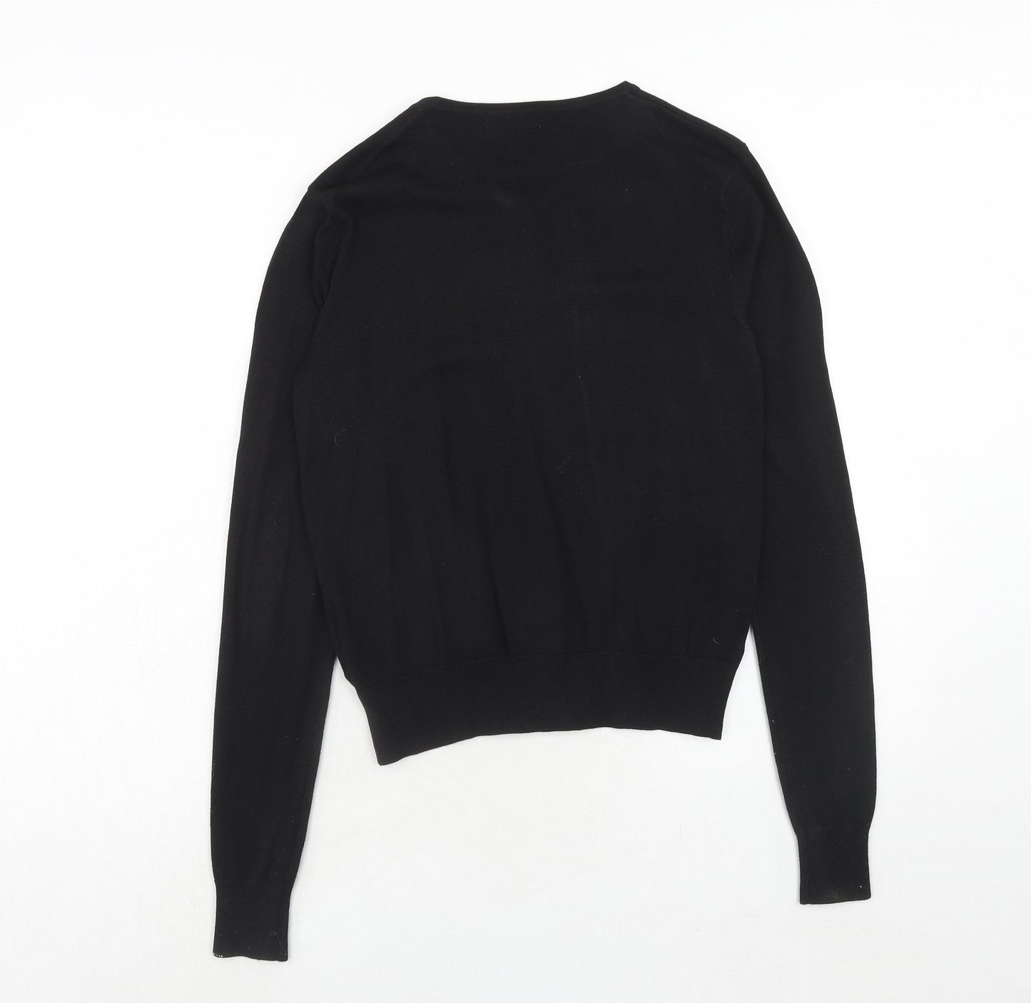H&M Womens Black Round Neck Viscose Cardigan Jumper Size S