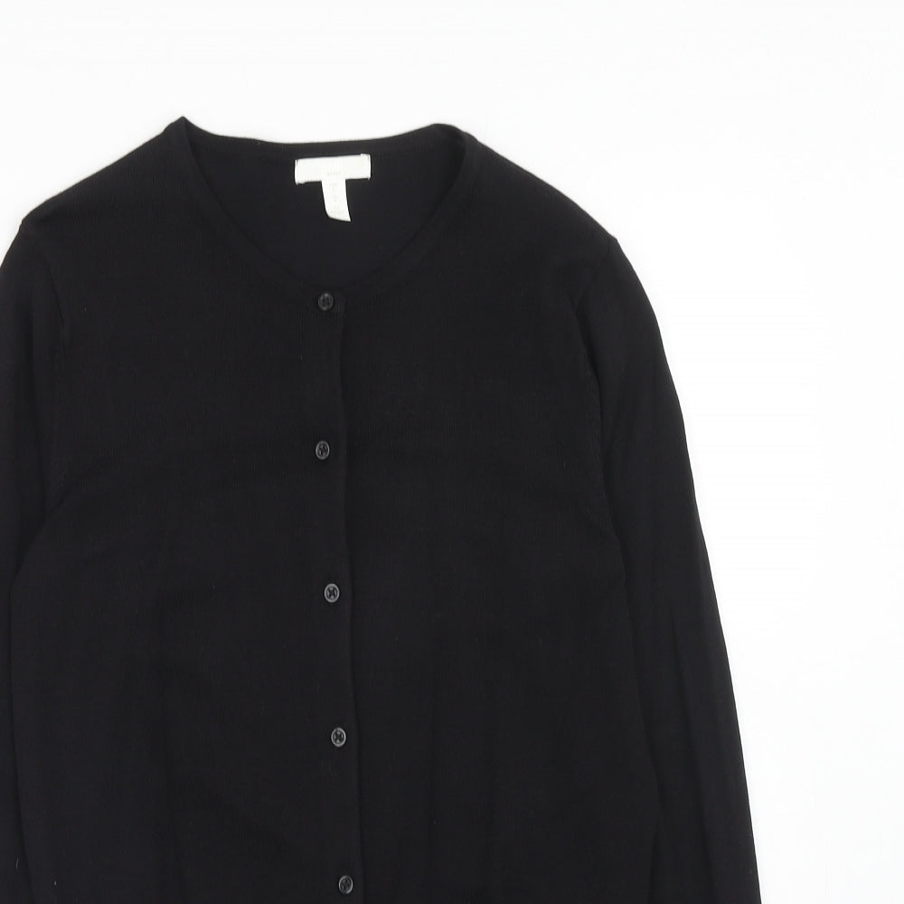 H&M Womens Black Round Neck Viscose Cardigan Jumper Size S