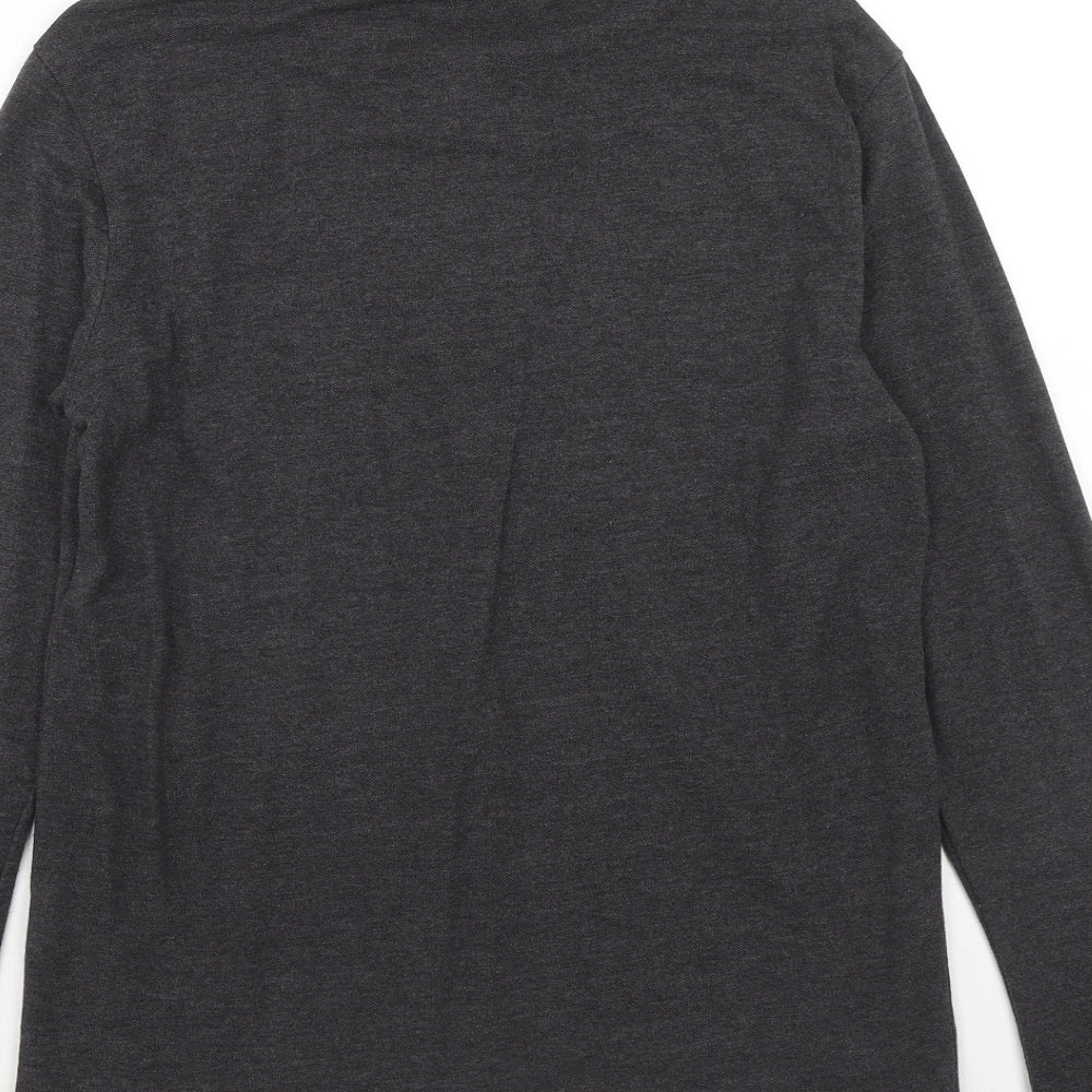 Brave Soul Mens Grey Cotton Polo Size M Collared Button