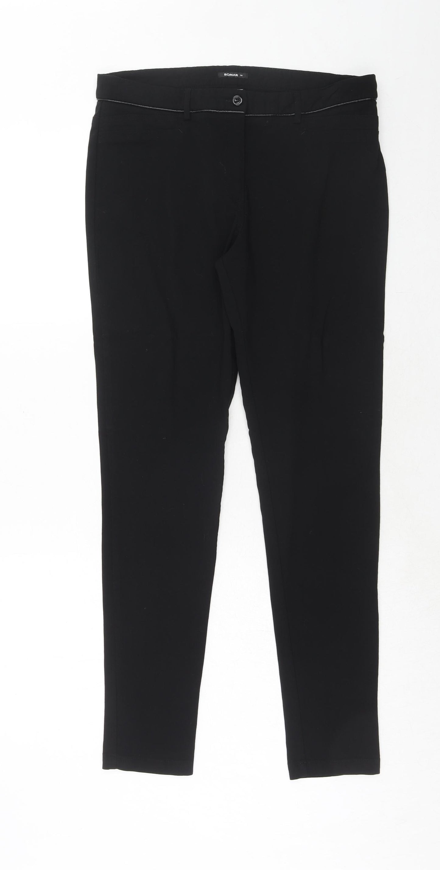 Roman Womens Black Polyamide Trousers Size 14 Regular Zip