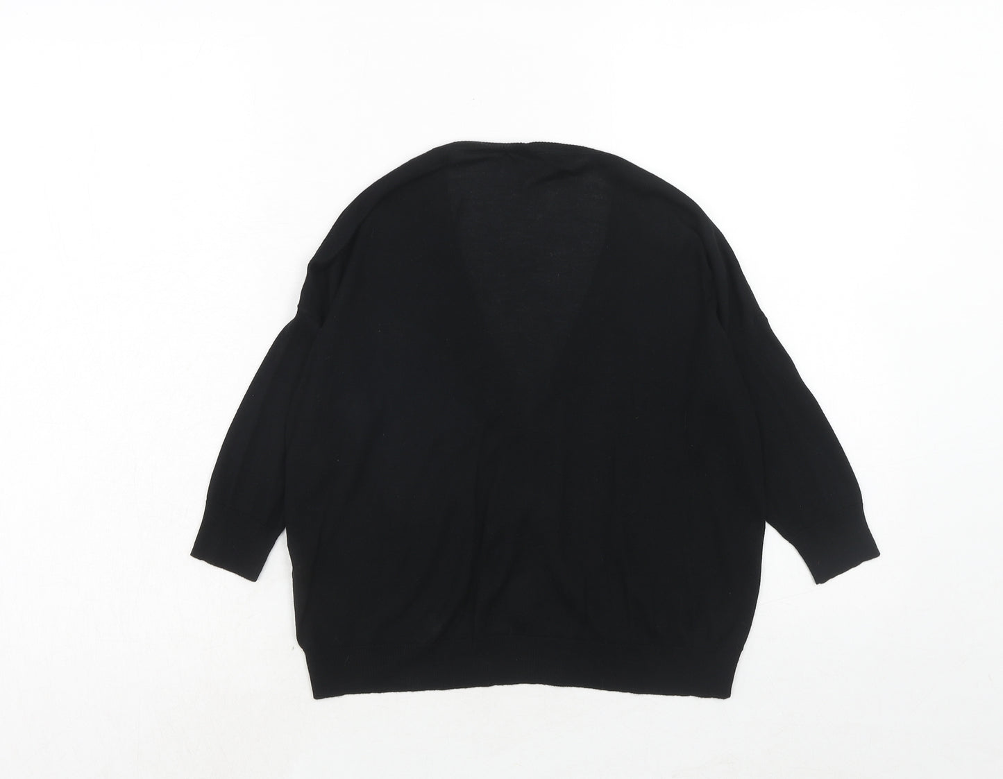 Zara Womens Black V-Neck Viscose Cardigan Jumper Size S
