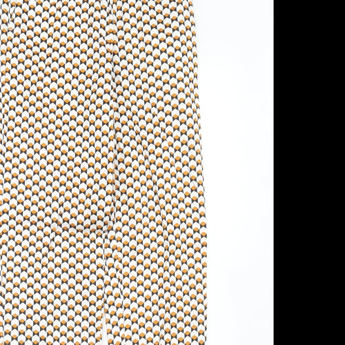 H&M Womens Orange Geometric Cotton Chino Trousers Size 6 Regular Hook & Eye