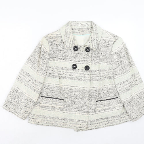Marks and Spencer Womens Beige Geometric Jacket Size 16 Button