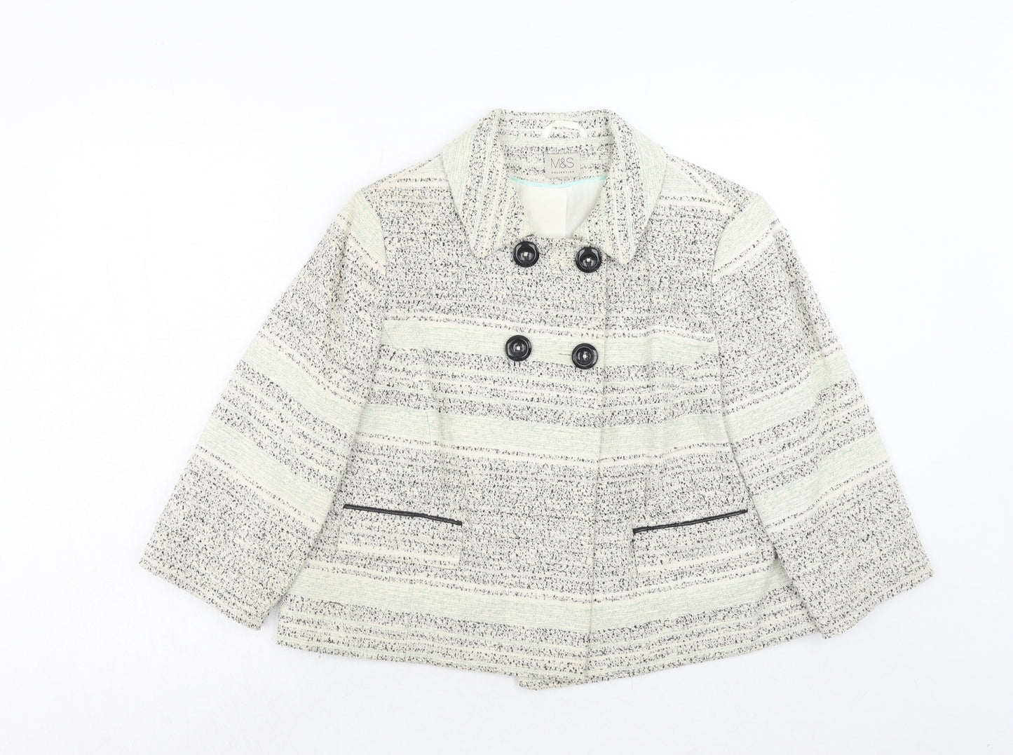 Marks and Spencer Womens Beige Geometric Jacket Size 16 Button