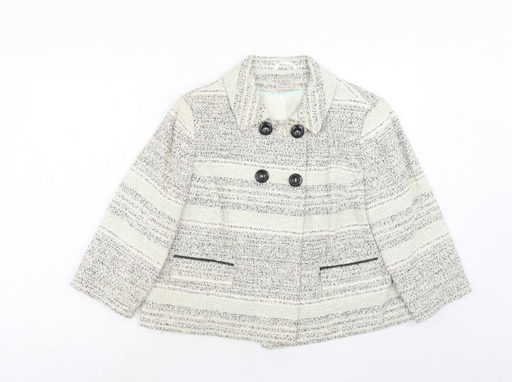 Marks and Spencer Womens Beige Geometric Jacket Size 16 Button