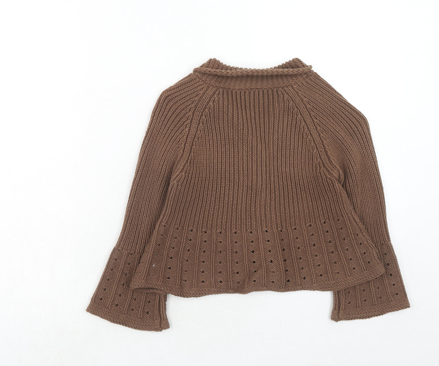 NEXT Girls Brown V-Neck Cotton Cardigan Jumper Size 3-4 Years Buckle