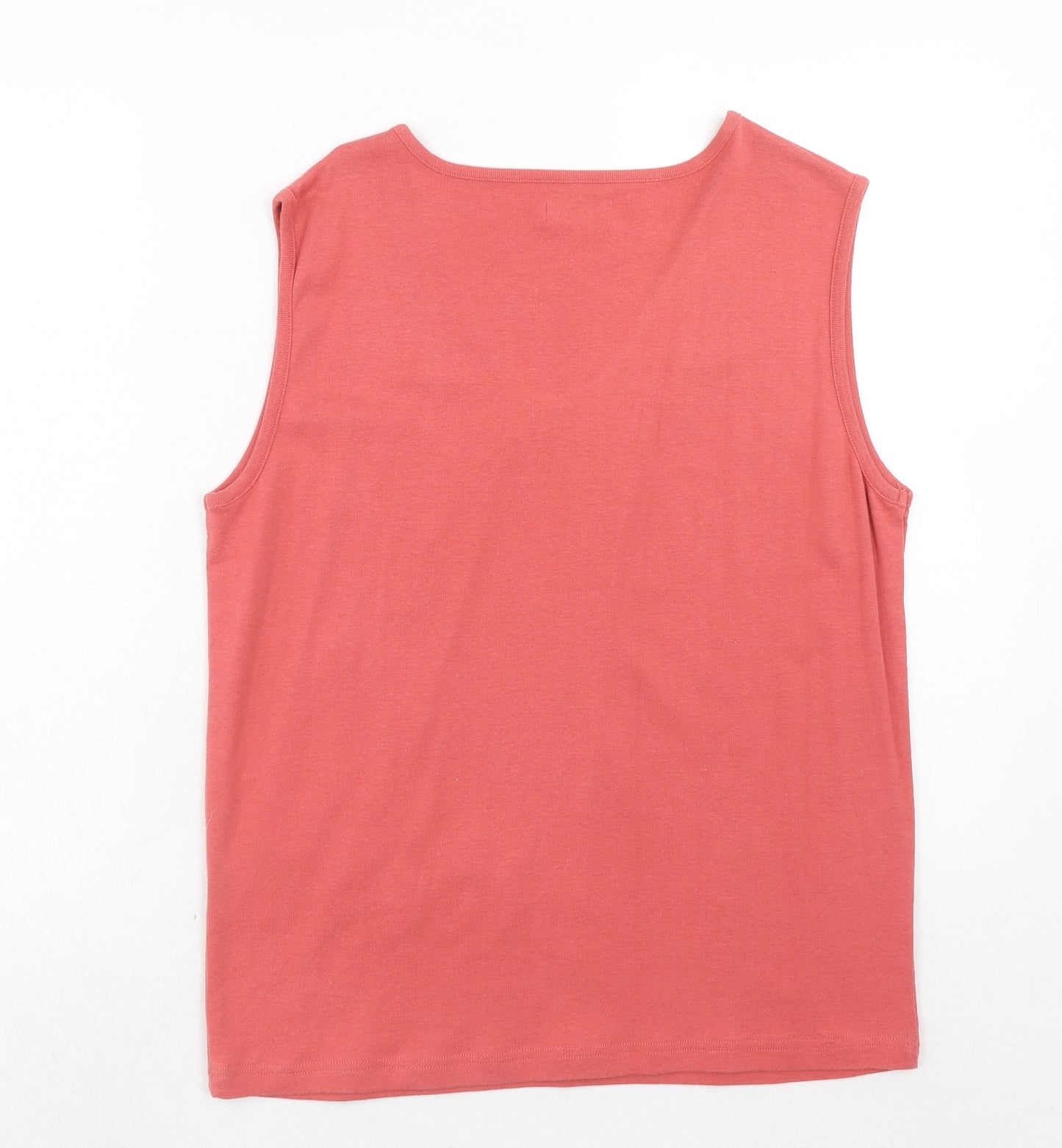Bonmarché Womens Pink Cotton Basic Tank Size L Round Neck