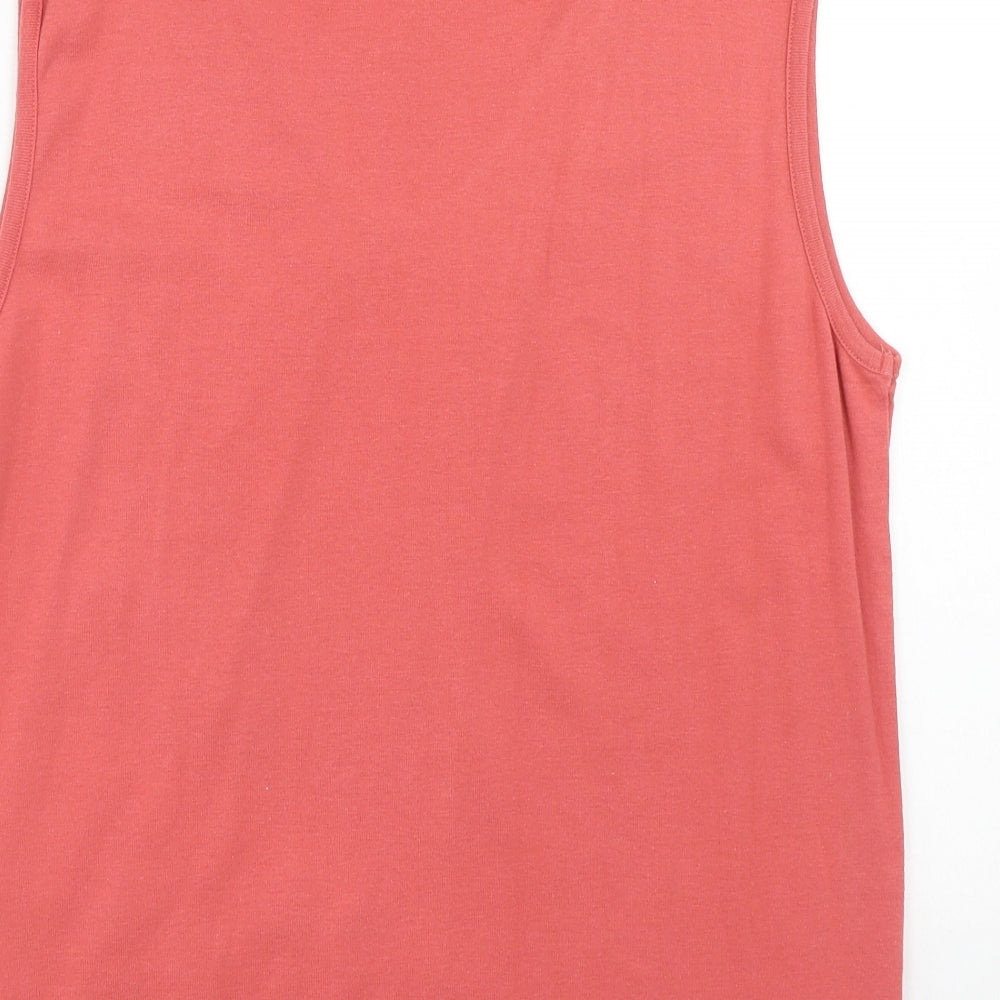 Bonmarché Womens Pink Cotton Basic Tank Size L Round Neck