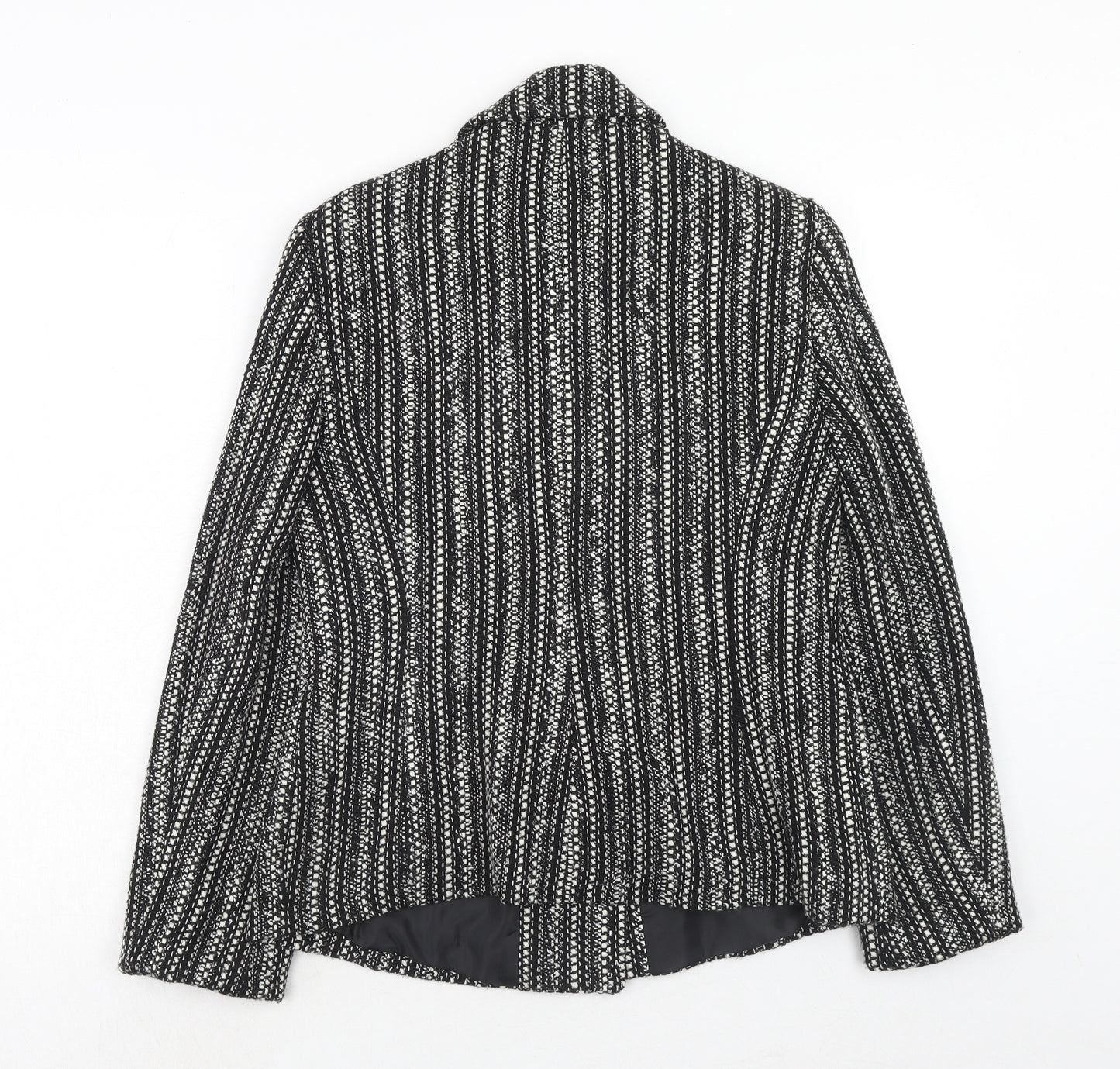 Florence + Fred Womens Black Geometric Pea Coat Coat Size 12 Button
