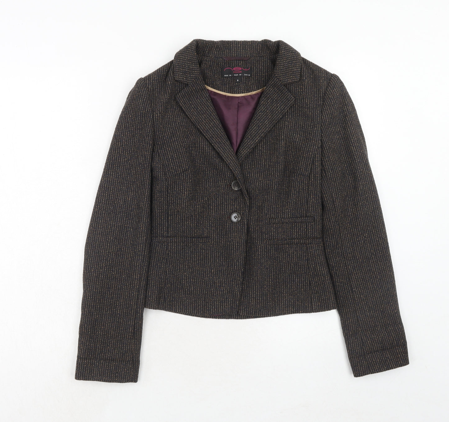 New Look Womens Brown Polyester Jacket Blazer Size 8