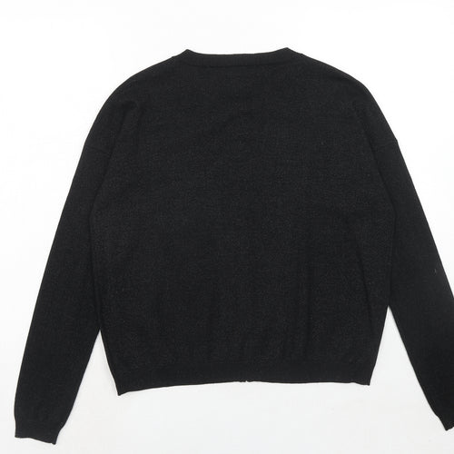 B.YOU Womens Black Round Neck Polyester Full Zip Jumper Size 12
