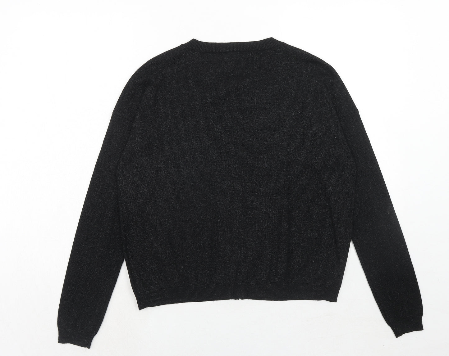 B.YOU Womens Black Round Neck Polyester Full Zip Jumper Size 12
