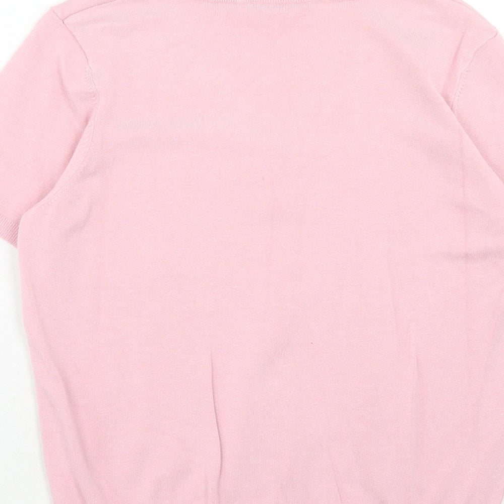 BHS Womens Pink V-Neck Viscose Pullover Jumper Size 14