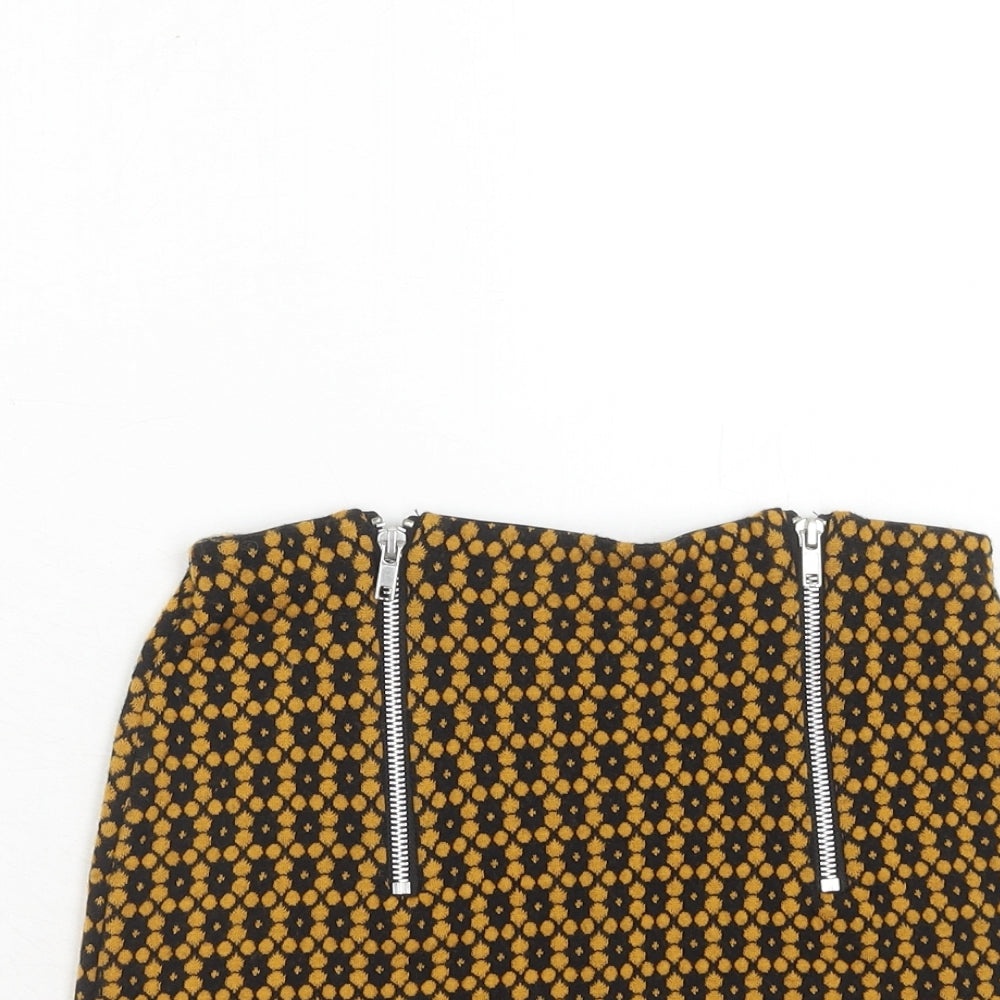 Cooperative Womens Orange Geometric Acrylic Mini Skirt Size XS Zip