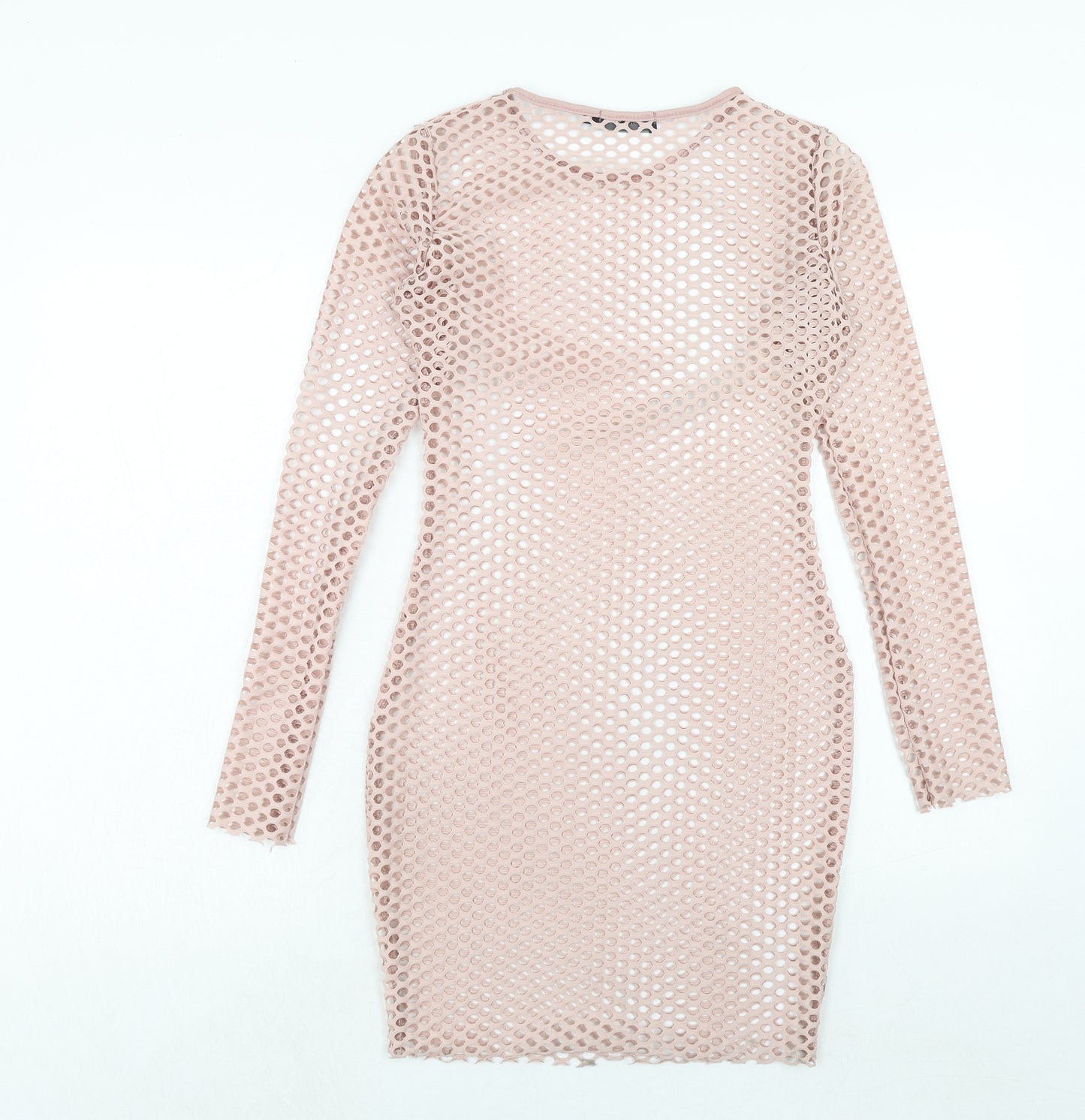 PRETTYLITTLETHING Womens Pink Polyester Bodycon Size 8 Round Neck Pullover