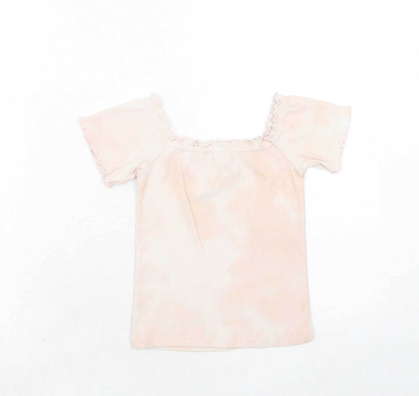 New Look Womens Pink Geometric Cotton Basic Blouse Size 10 Square Neck