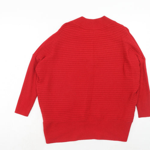 River Island Womens Red V-Neck Viscose Pullover Jumper Size S