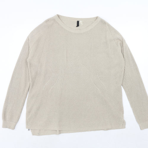 H&M Womens Beige Round Neck Acrylic Pullover Jumper Size M