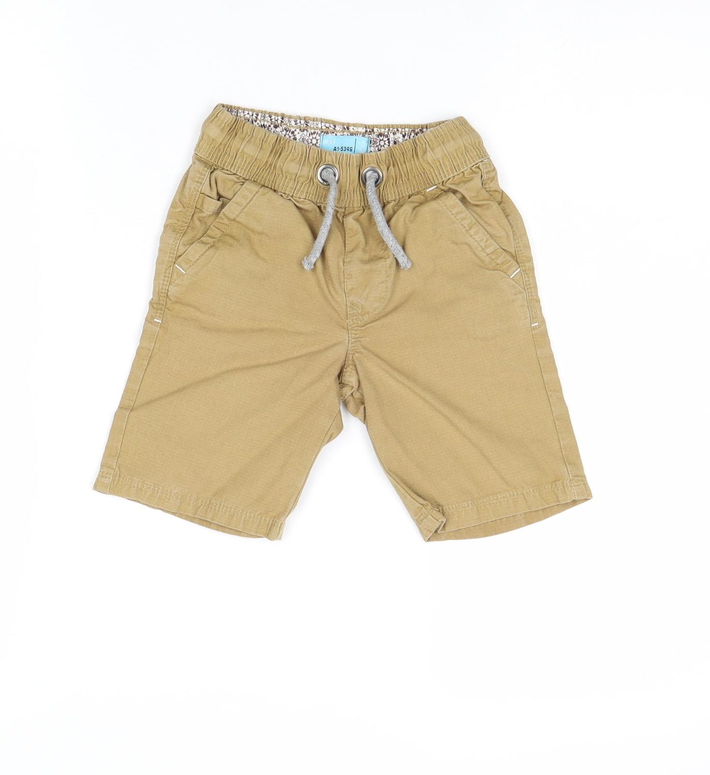 NEXT Boys Beige Cotton Chino Shorts Size 4 Years Regular Drawstring