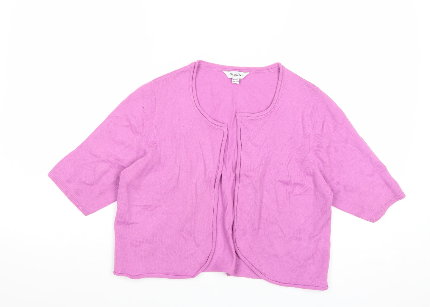 Simply Be Womens Purple Round Neck Acrylic Shrug Jumper Size 12 - Size 12-14