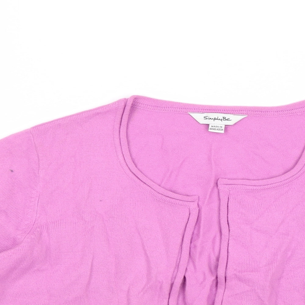 Simply Be Womens Purple Round Neck Acrylic Shrug Jumper Size 12 - Size 12-14