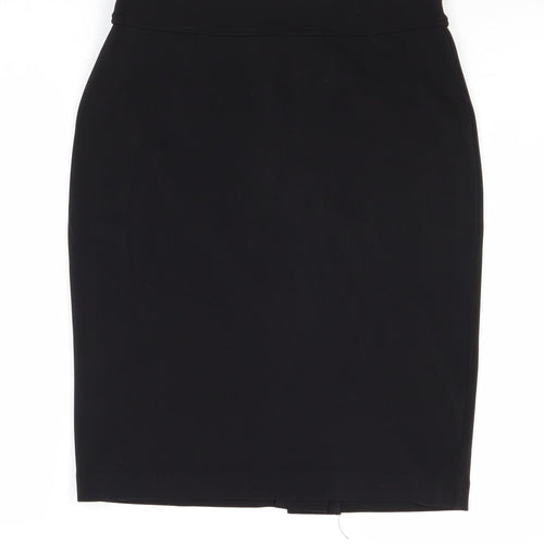 H&M Womens Black Polyester A-Line Skirt Size S Zip