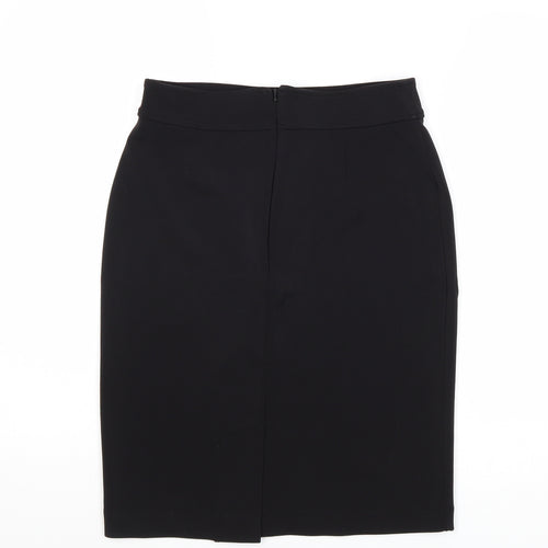 H&M Womens Black Polyester A-Line Skirt Size S Zip