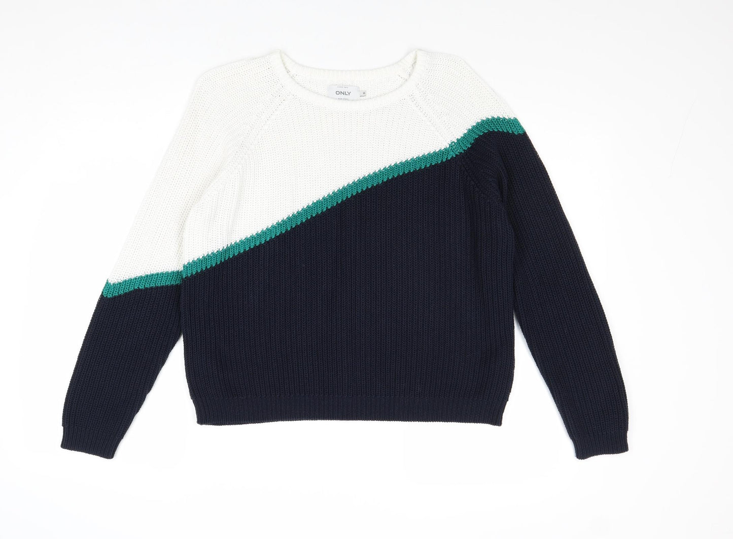 Only Womens Multicoloured Round Neck Cotton Pullover Jumper Size M