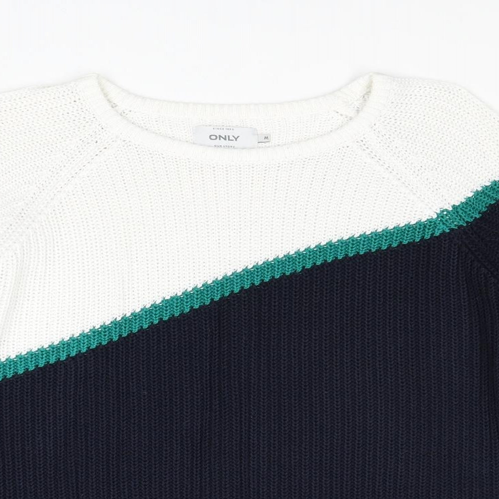 Only Womens Multicoloured Round Neck Cotton Pullover Jumper Size M