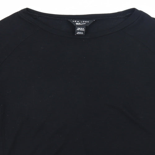 New Look Girls Black Round Neck Viscose Pullover Jumper Size 10-11 Years Pullover