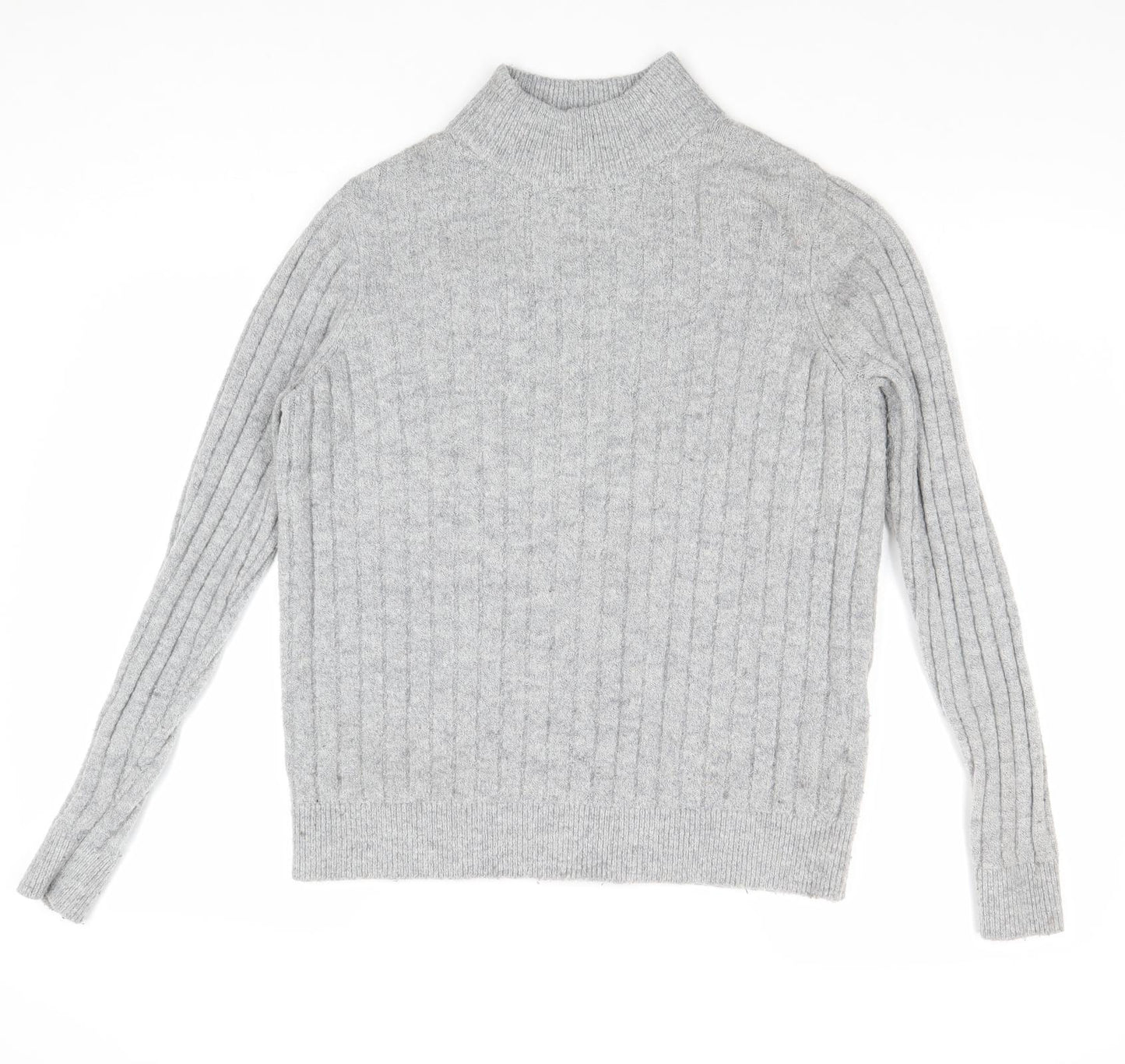 Y.A.S Womens Grey Mock Neck Polyester Pullover Jumper Size S