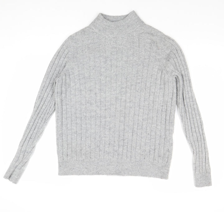 Y.A.S Womens Grey Mock Neck Polyester Pullover Jumper Size S